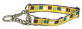 Yellow with Teal, Purple, Olive, White Squares Chain Martingale Collar 3/4