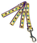 Yellow with Teal, Purple, Olive, White Squares Dog Leash 3/4
