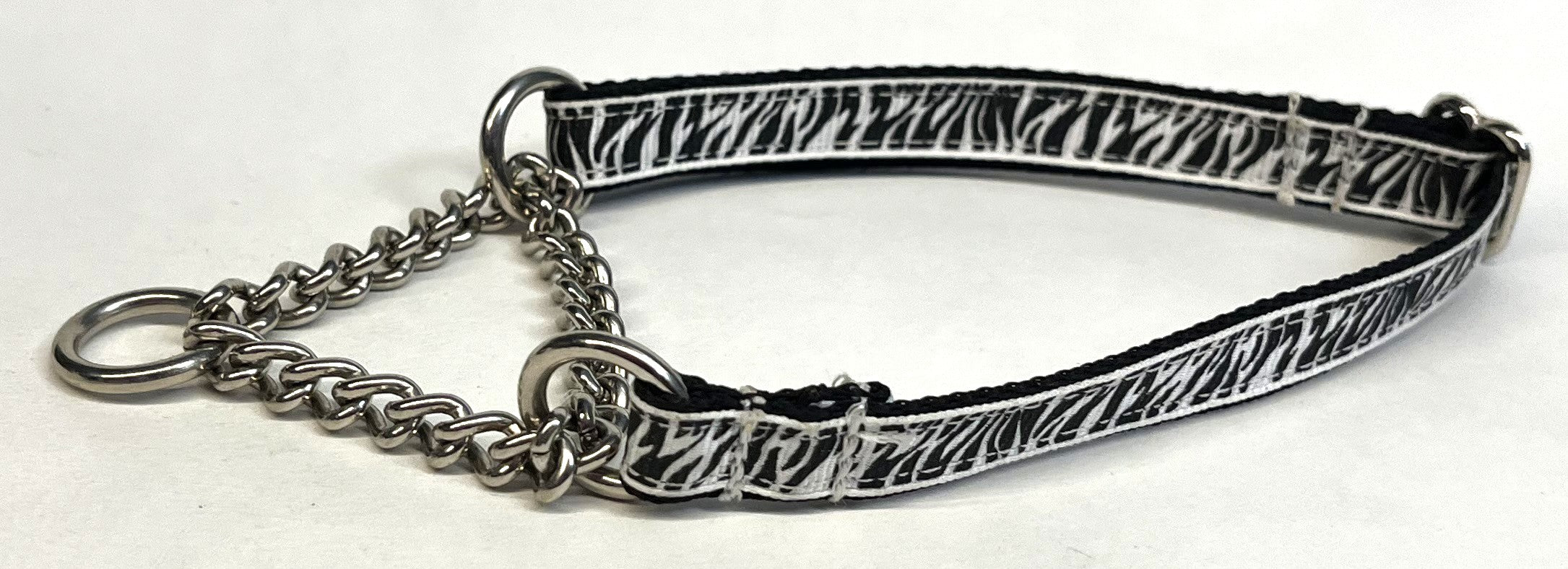 Zebra Print Chain Martingale Collar 1/2