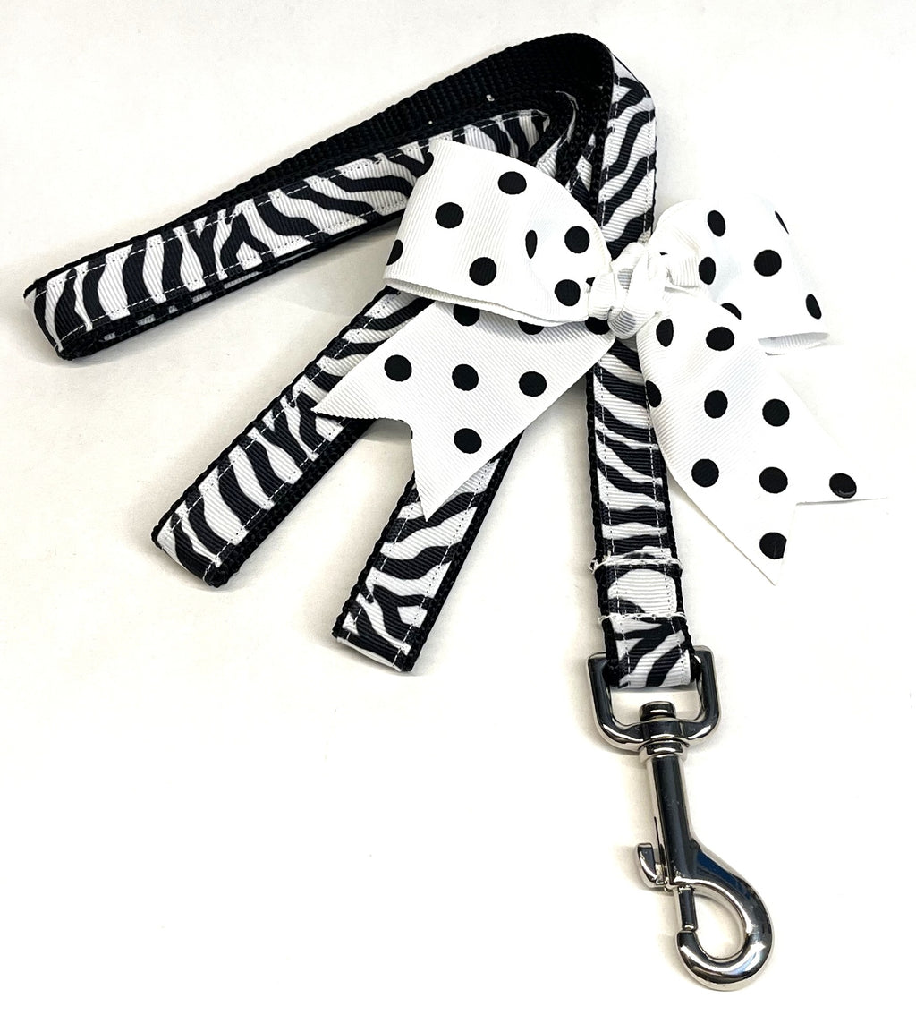 Zebra Print Dog Leash 3/4