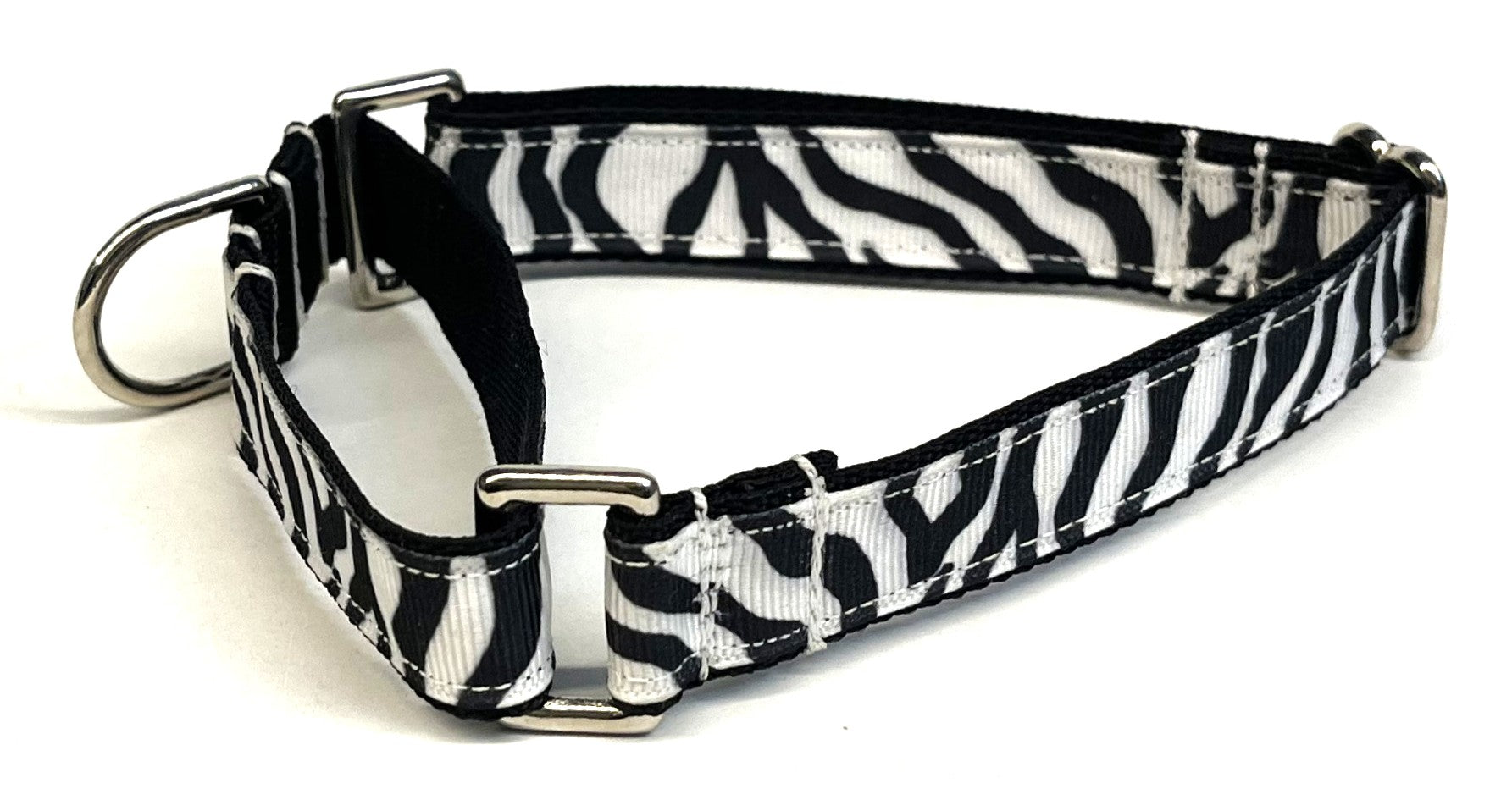 Zebra Print Martingale Collar 3/4