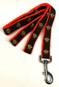 Brown with Orange Flies Dog Leash 1in