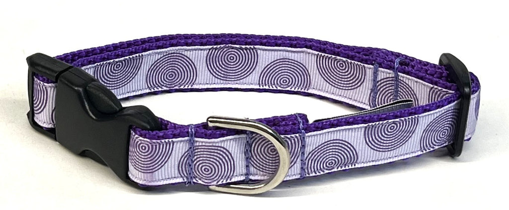 Lavender with Purple Concentric Circles Dog Collar 3/4