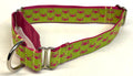 Lime Green with Pink Crabs Martingale Collar 1in