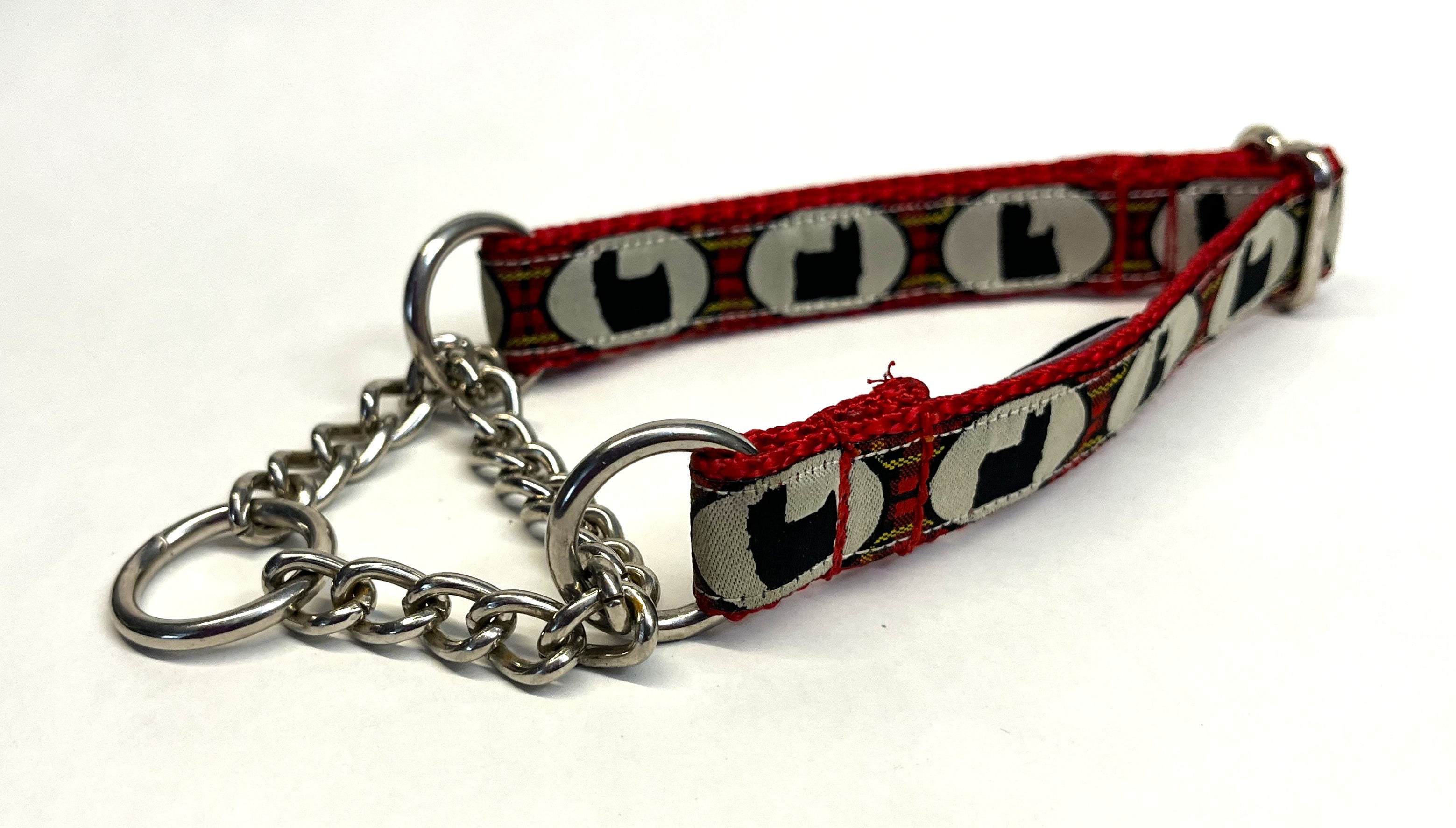 Plaid with Scottish Terrier Chain Martingale Collar 3/4