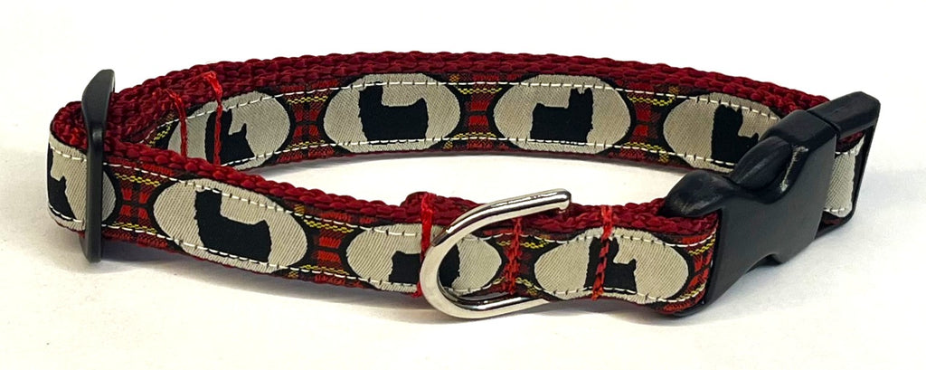 Plaid with Scottish Terrier Dog Collar 3/4